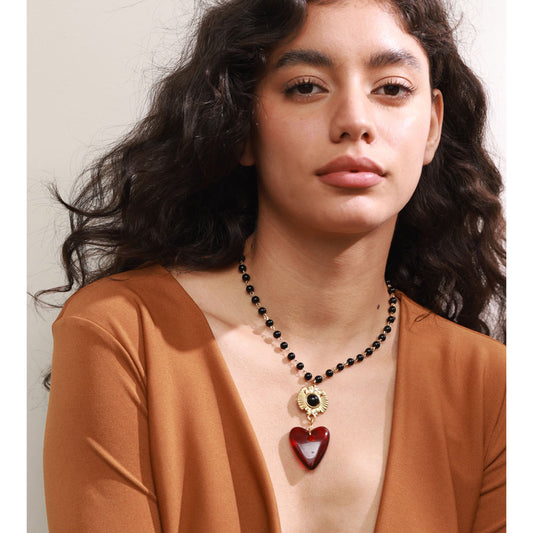 Colgante de Corazón en Acero y Resina Acrílica Colección ETERNAL