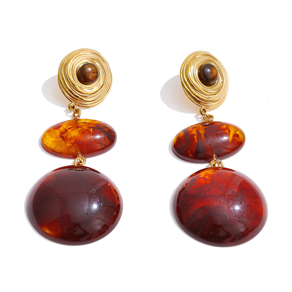 Pendientes Circulares en Acero y Resina Colección TAMARINDO