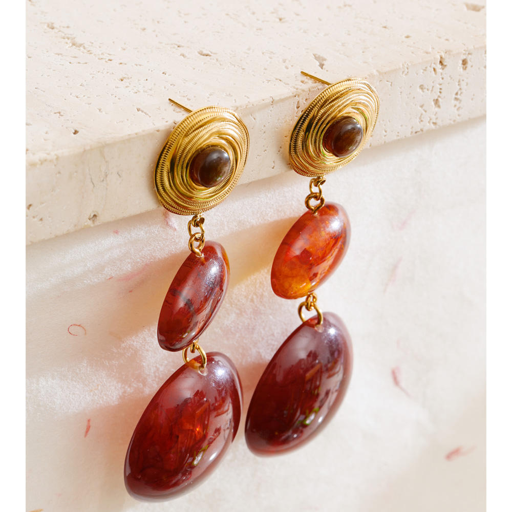 Pendientes Circulares en Acero y Resina Colección TAMARINDO