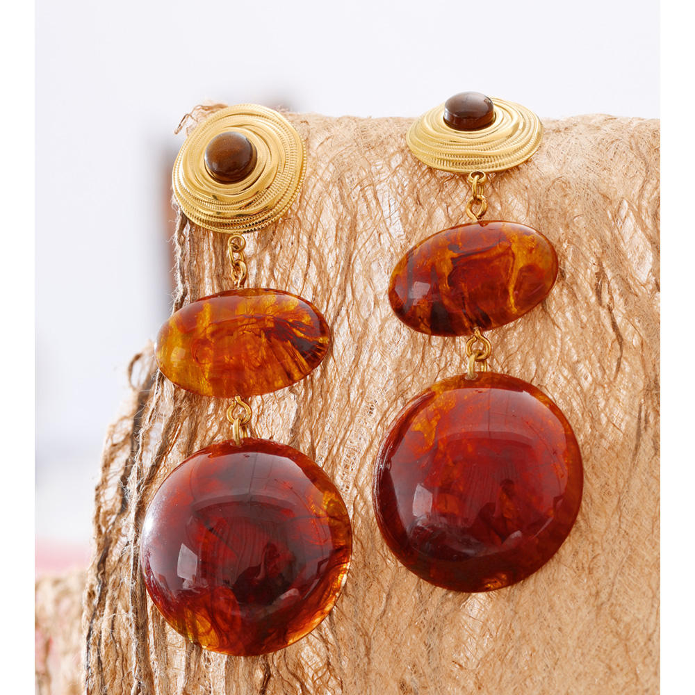 Pendientes Circulares en Acero y Resina Colección TAMARINDO