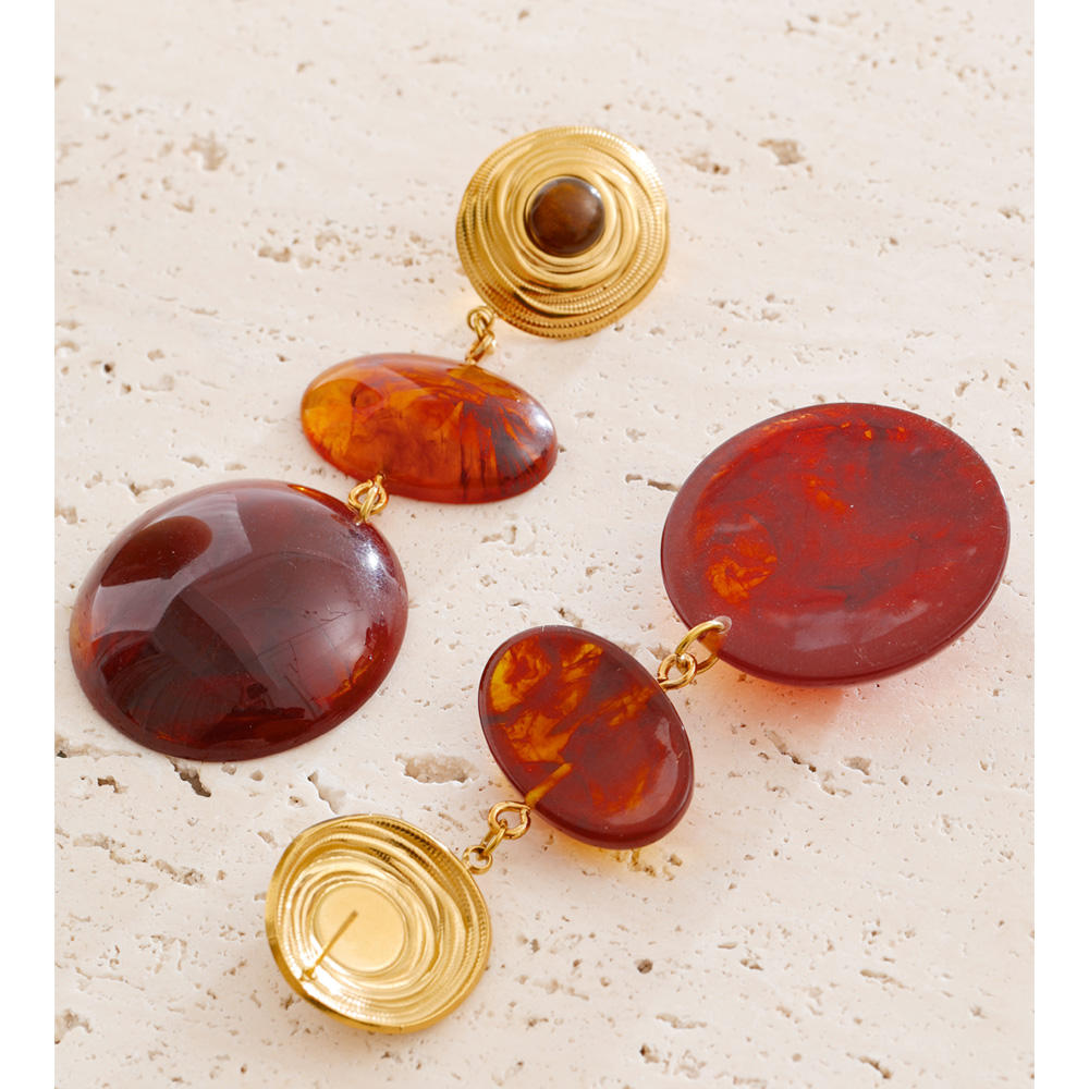 Pendientes Circulares en Acero y Resina Colección TAMARINDO