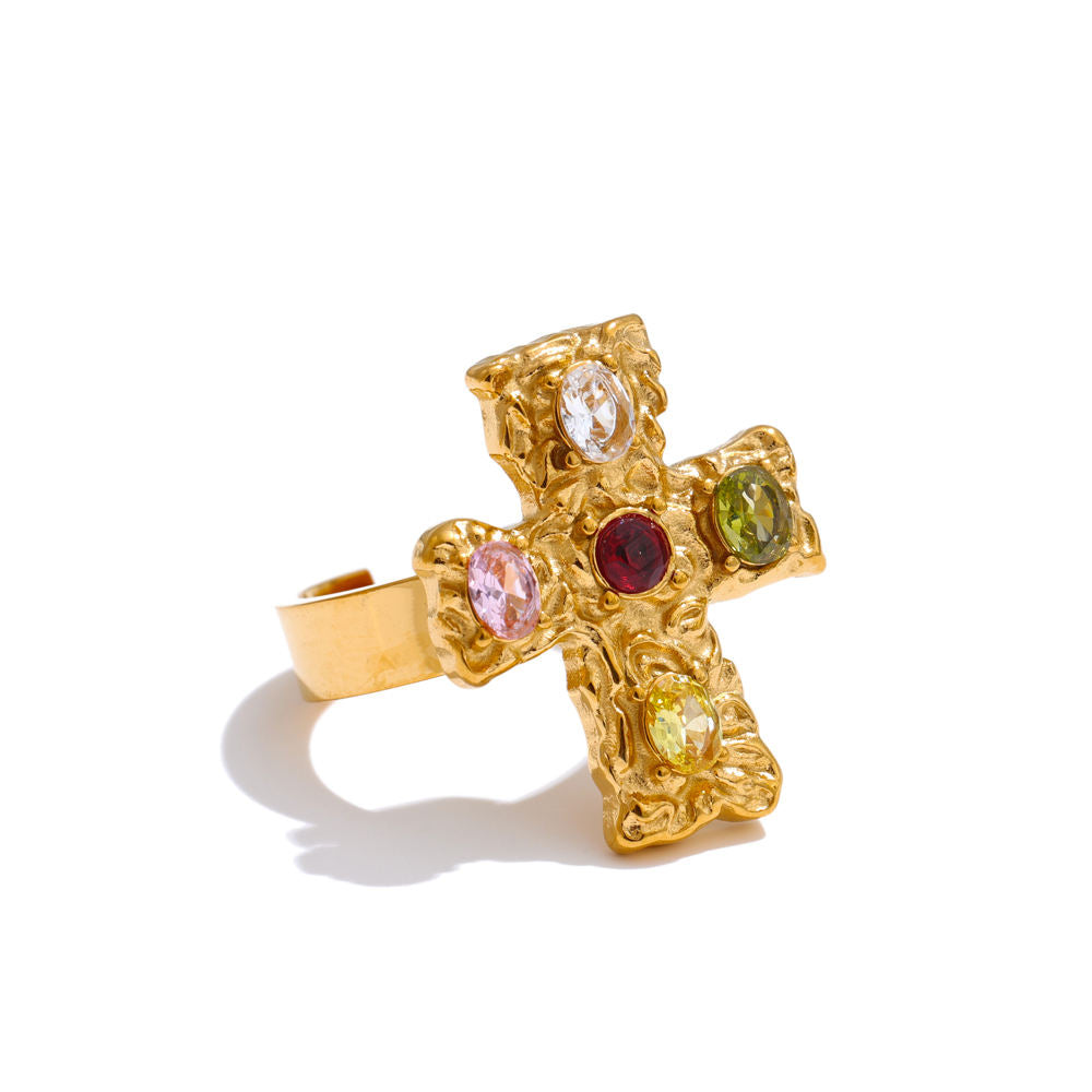 Anillo diseño Cruz en Acero Colección LOUEDES
