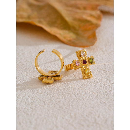 Anillo diseño Cruz en Acero Colección LOUEDES