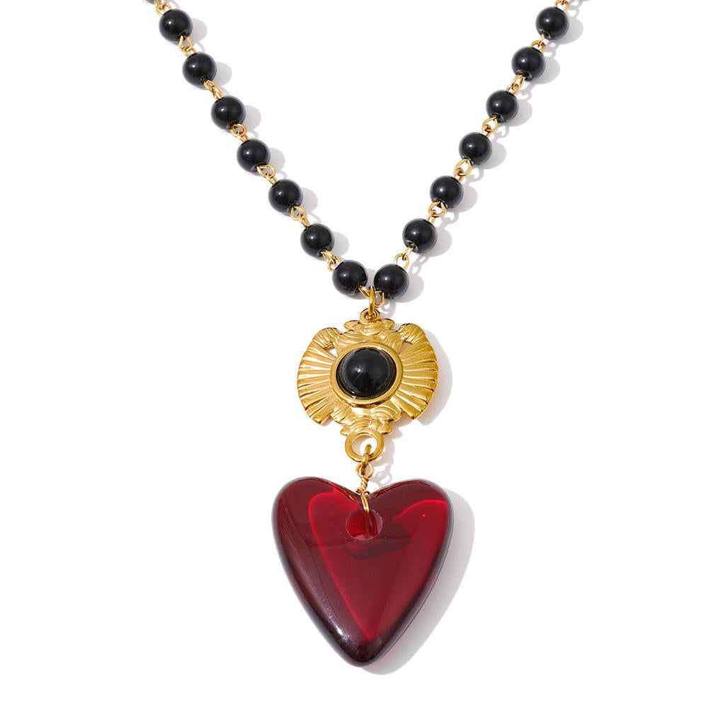 Colgante de Corazón en Acero y Resina Acrílica Colección ETERNAL