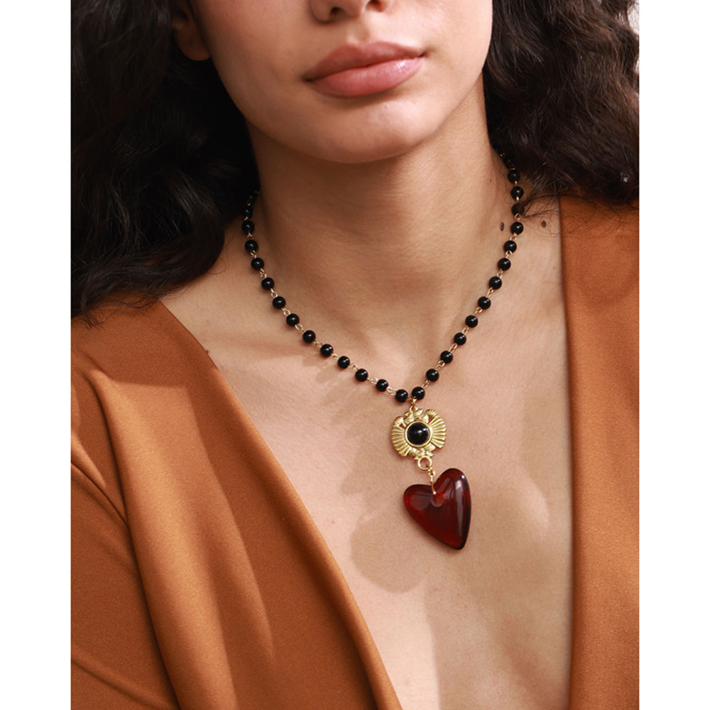 Colgante de Corazón en Acero y Resina Acrílica Colección ETERNAL