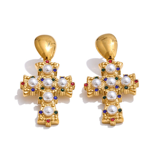 Pendientes de Cruz en Acero Colección VATICANO