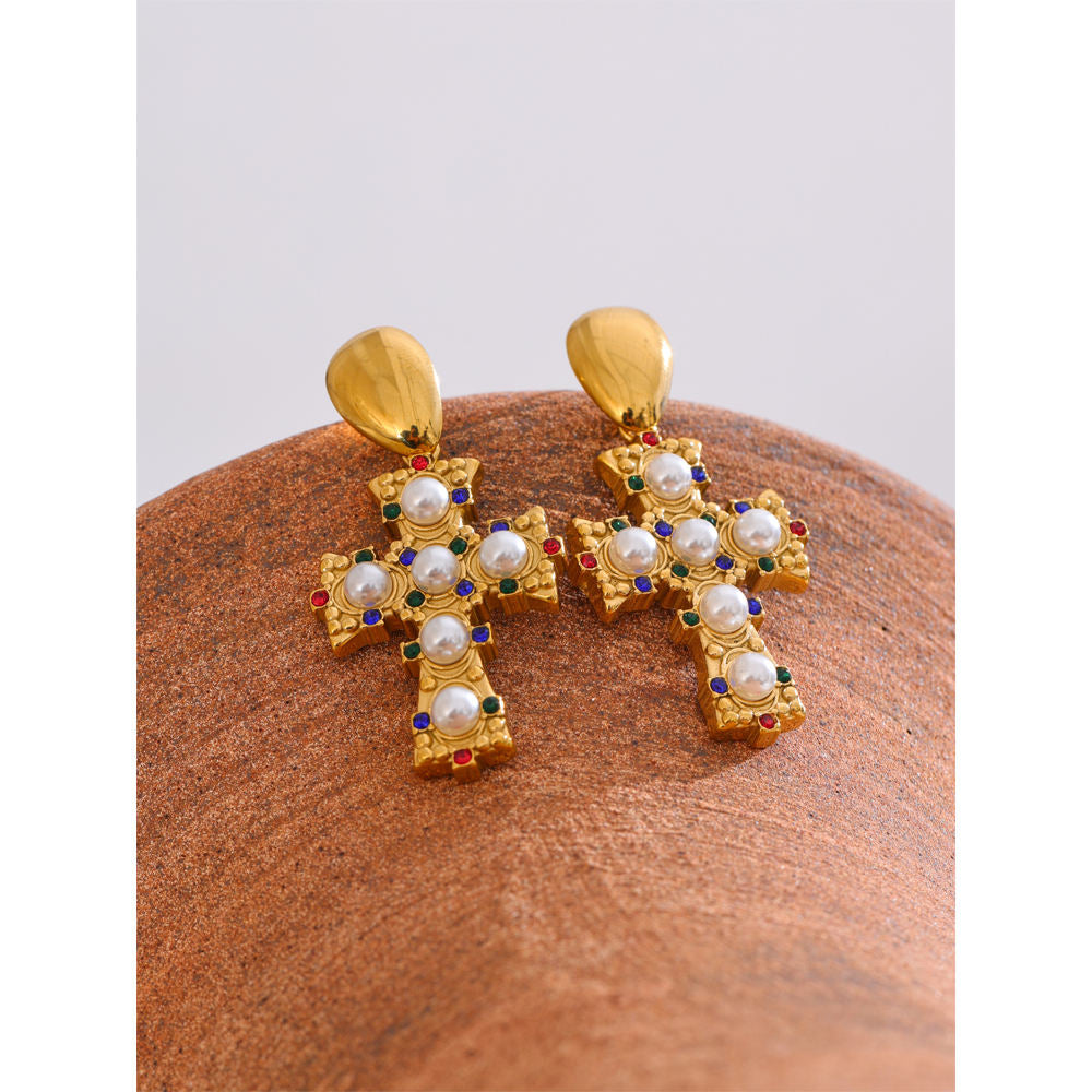 Pendientes de Cruz en Acero Colección VATICANO