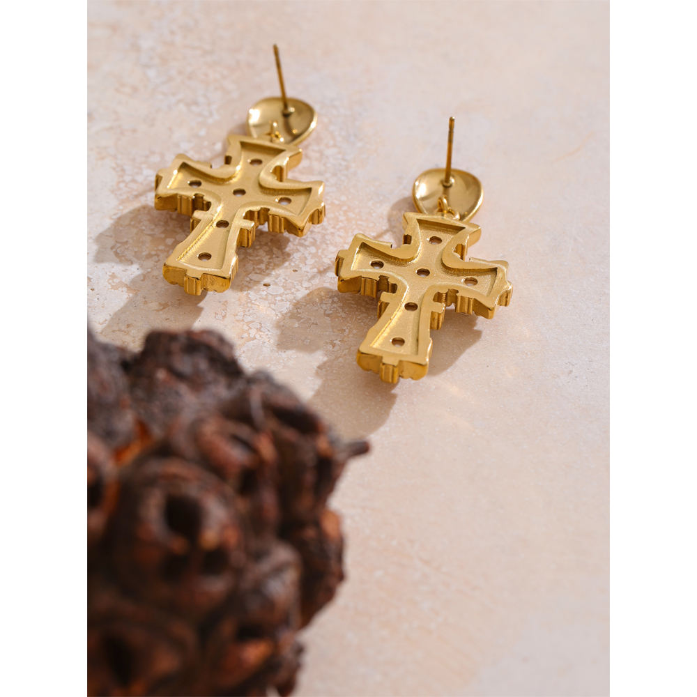 Pendientes de Cruz en Acero Colección VATICANO
