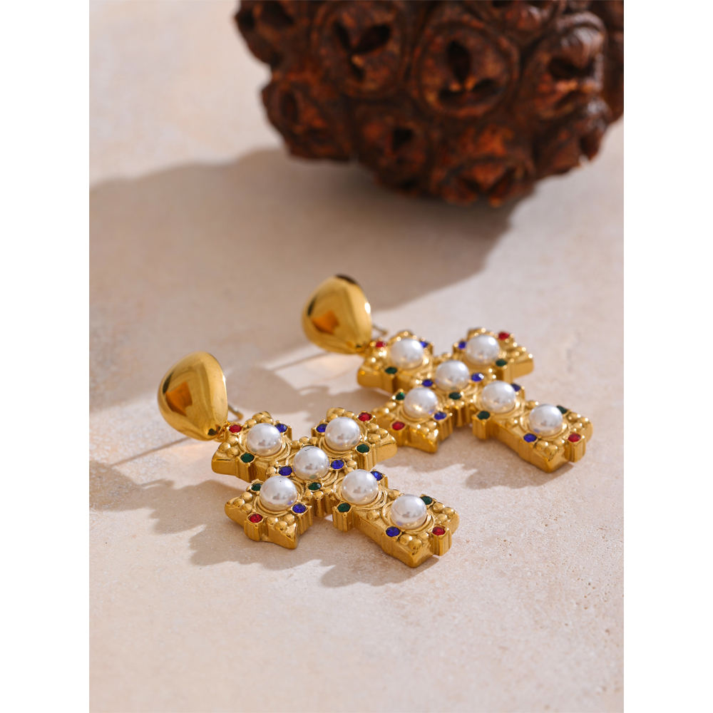 Pendientes de Cruz en Acero Colección VATICANO
