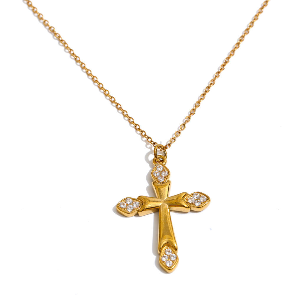 Colgante de Cruz en Acero y Brillantes Colección ROMA