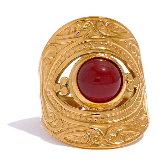 Anillo en Acero y Resina Acrilica Roja Colección MEXICO