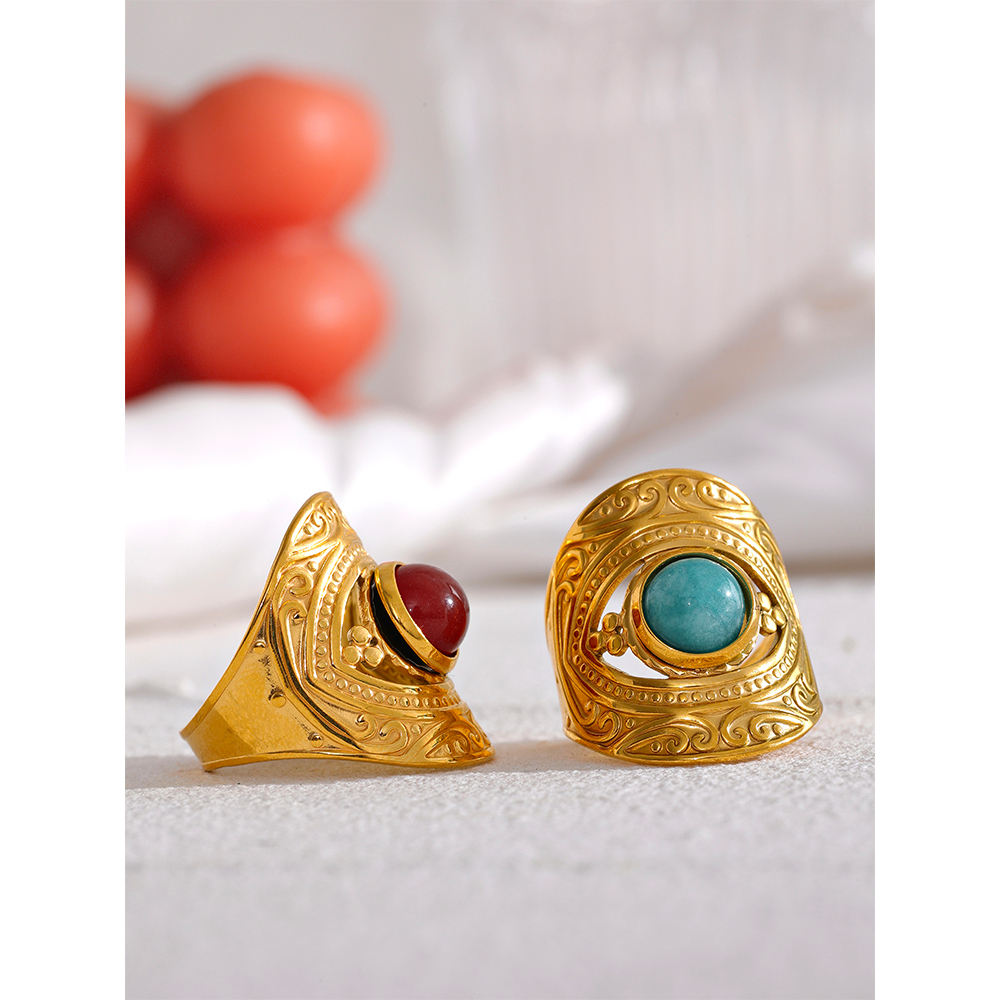 Anillo en Acero y Resina Acrilica Roja Colección MEXICO