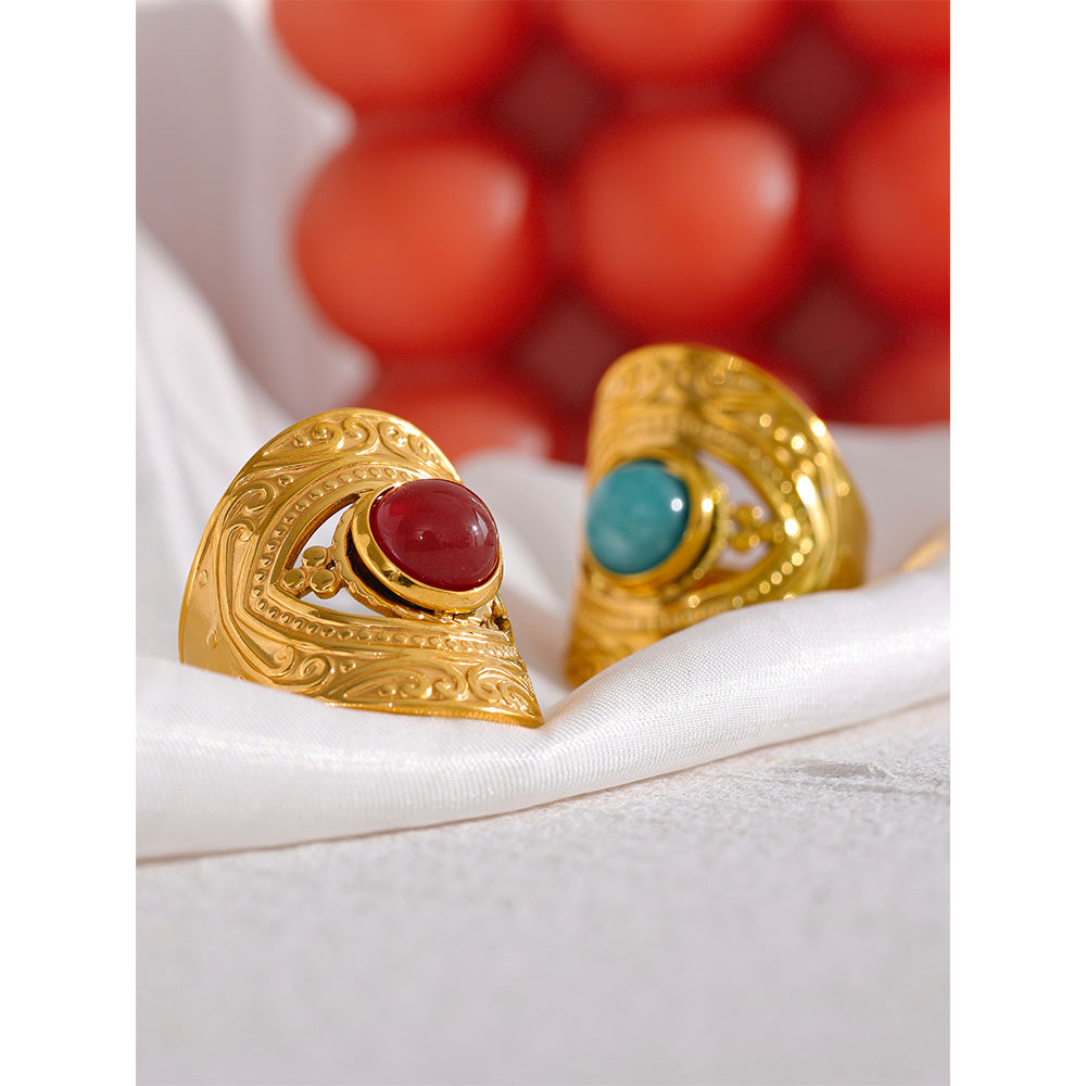 Anillo en Acero y Resina Acrilica Roja Colección MEXICO