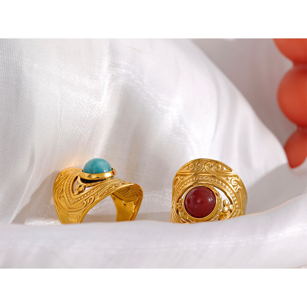 Anillo en Acero y Resina Acrilica Roja Colección MEXICO