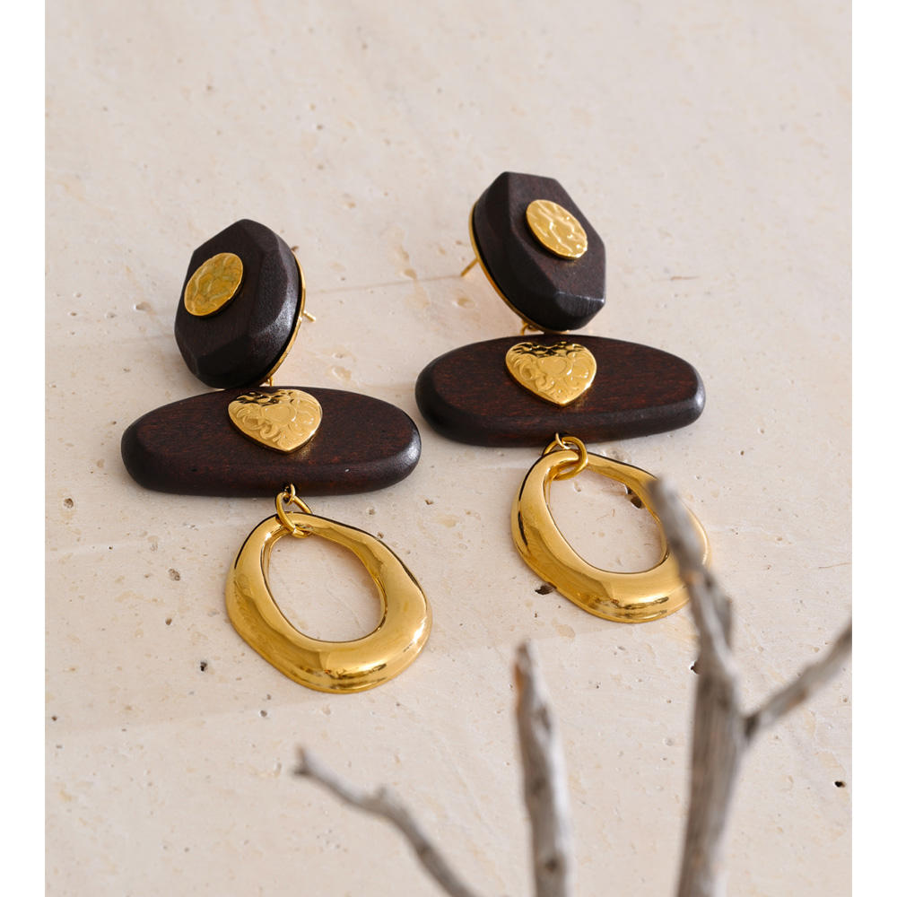 Pendientes en Acero y Madera Colección WOOD