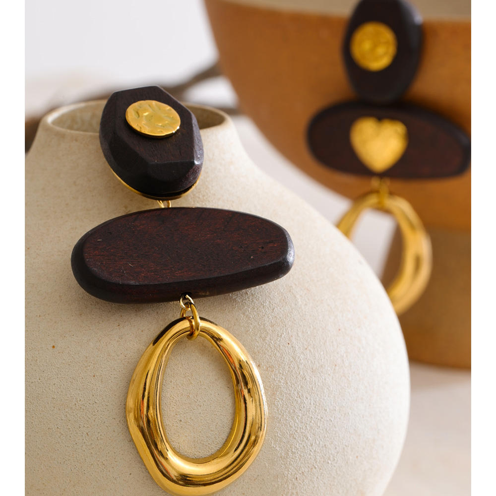 Pendientes en Acero y Madera Colección WOOD