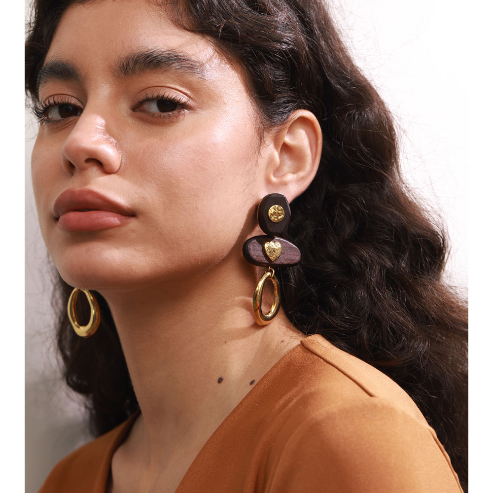 Pendientes en Acero y Madera Colección WOOD